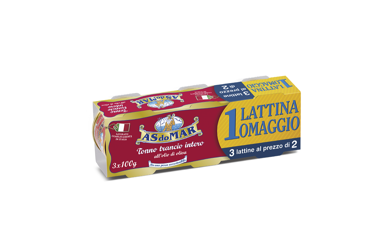 Tonno Trancio intero 100g x 2+1 Olio di oliva